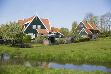 Old Fishing Green Cottages On The Island Of Marken