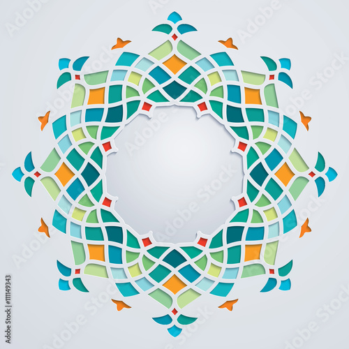 Fotografie, Obraz Arabic pattern circle geometric ornament colorful mosaic