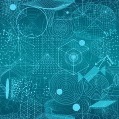 Wall Mural - sacred geometry symbols and elements wallpaper seamless pattern
