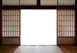 canvas print picture - Traditional Japanese wood and rice paper doors and tatami mat flooring