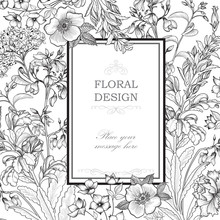 Floral Background. Flower Bouquetr Vintage Cover. Flourish Card 