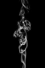 Wall Mural - White smoke, isolated on black background.