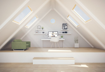 Poster - penthouse studio with blog on computer screen