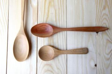 wooden spoon on table background