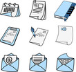 blue painted icon documentation, contracts, messages, reminder.