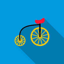 Highwheel Bike Icon, Flat Style