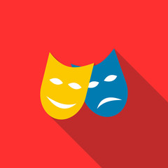 Canvas Print - Two masks icon in flat style