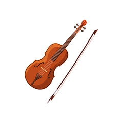 Poster - Violin with fiddlestick icon, cartoon style