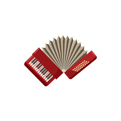 Poster - Red accordion icon, cartoon style