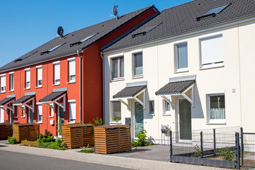 Wall Mural - Red and white serial houses seen in Berlin, Germany