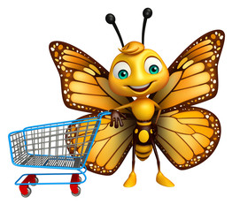 Poster -  Butterfly cartoon character with trolly