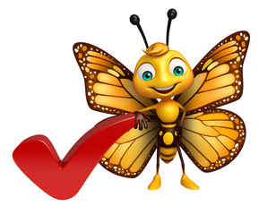 Poster -  Butterfly cartoon character with right sign