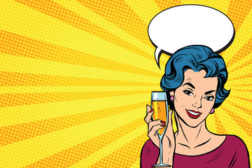 Toast girl party yellow retro background