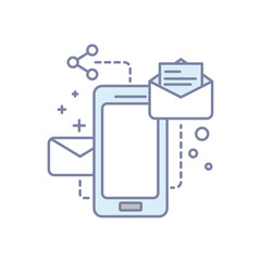 Poster - Modern background mobile services. Sending mail. Line isolated illustration