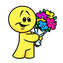 Wall Mural - Smiley character bouquet flowers cartoon illustration isolated image
