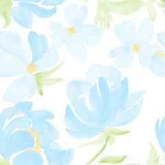  watercolor flowers seamless pattern. hand drawn vector illustration for your design