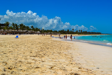 Poster - Travel in Dominican Republic. White sand on the beach