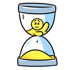Wall Mural - Smiley character time is up hourglass cartoon illustration  image
