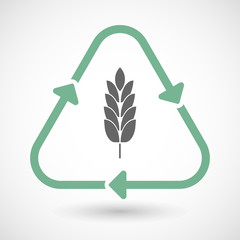 Wall Mural - Line art recycle sign icon with  a wheat plant icon