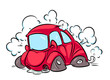 © efengai - Red car accident flat tire cartoon illustration
