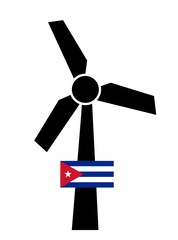 Poster - Drapeau de Cuba sur une éolienne