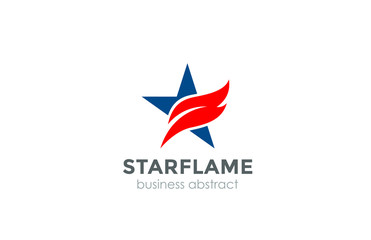 Poster - Corporate Blue Star Red flame Logo abstract design vector templa