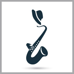 Saxophone music icon on the background