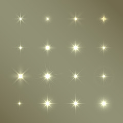 Poster - Sparkling glittering star light sun shine lens flare set