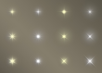 Wall Mural - Sparkling glittering star light sun shine lens flare set