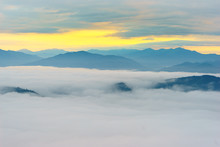Morning Fog At Doi Samer Dao At Sri Nan National Park, Thailand