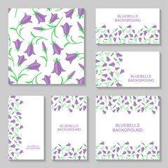 Sticker - Bluebells flowers background set