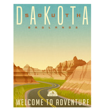 Retro Style Travel Poster Or Sticker. United States, South Dakota, Badlands National Park