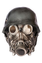 Military Helmet With Goggles And Gas Mask