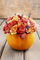 Poster - How to make a floral arrangement inside the pumpkin tutorial.