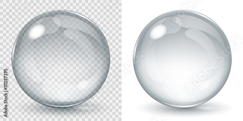 Cuadros en Lienzo Big transparent glass sphere and opaque sphere with glares and shadow