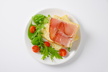 Poster - bread with ham and salad greens