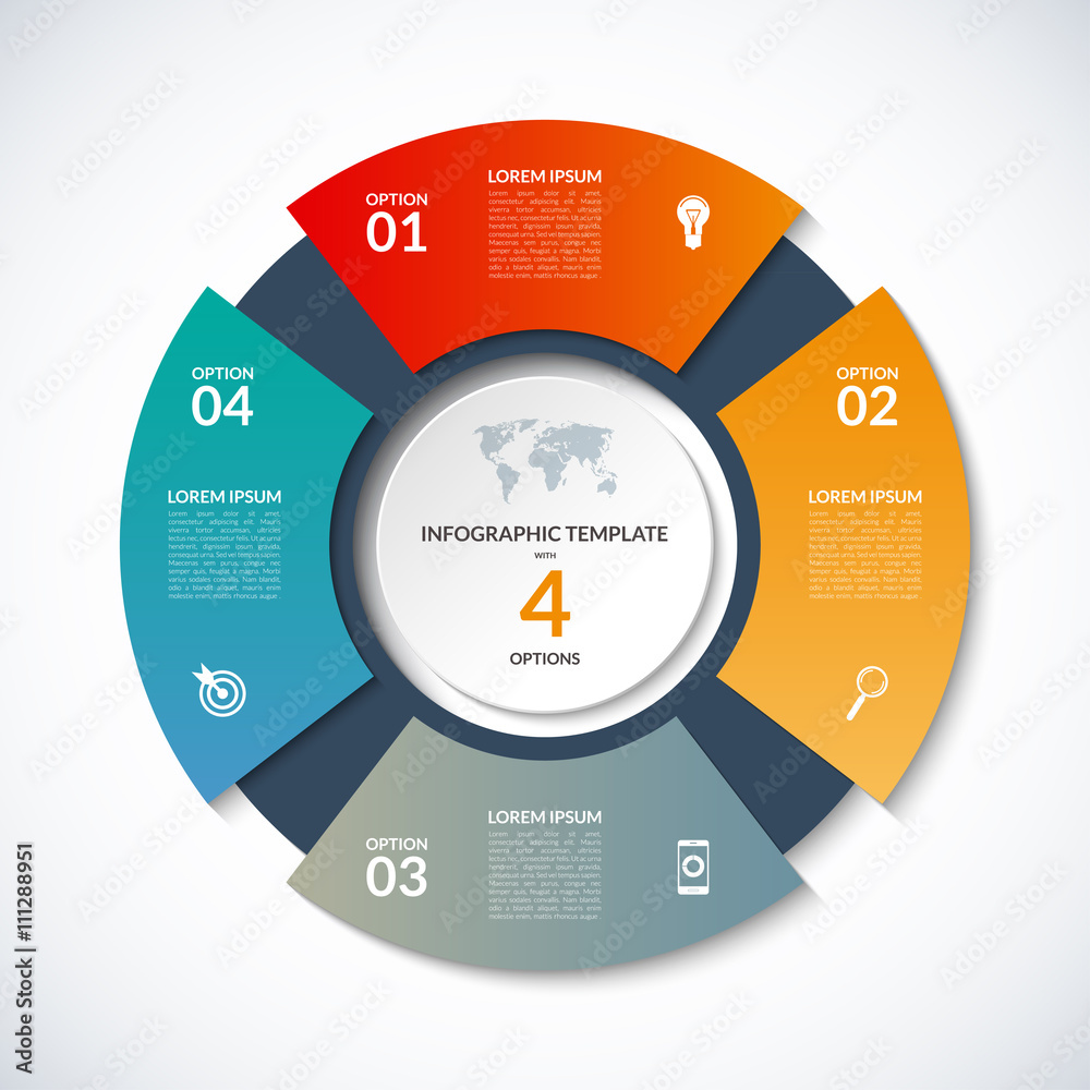 Vector circle template for infographics. Business concept with 4 ...