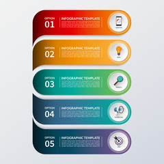 Wall Mural - Modern infographic options banner. Business concept with 5 steps, options, parts. Vector background