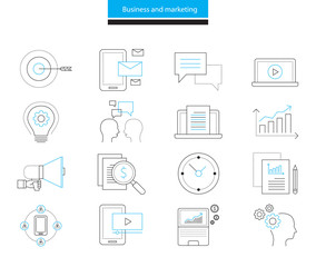 Fototapete -  business and marketing icon line design concept