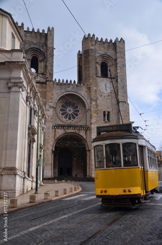 Tram and the Cathedral in Alfama Canvas Print