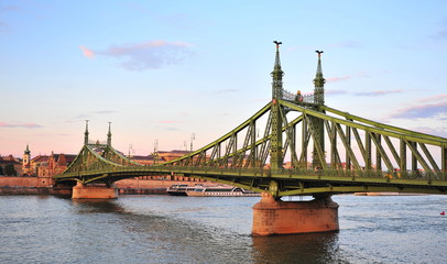 View of the Liberty bridge in centre of Budapest