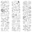 © helen_f - Cinema icons set. Cinema pattern. Cinema icons. Cinema background. Cinema set vector. Cinema set eps. Cinema texture. Cinema set. Filmmaking and movie hand drawn images.