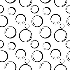 Wall Mural - Bubbles geometric seamless pattern. Black circles on white background. Fashion graphic design. Modern stylish abstract texture. Template for prints, textiles, wrapping, wallpaper. VECTOR illustration.