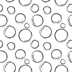 Wall Mural - Bubbles geometric seamless pattern. Black circles on white background. Fashion graphic design. Modern stylish abstract texture. Template for prints, textiles, wrapping, wallpaper. VECTOR illustration.