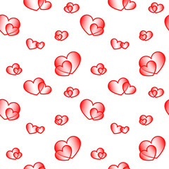 Wall Mural - red big and small hearts. cute seamless pattern on white background. fashion graphics design. stylis