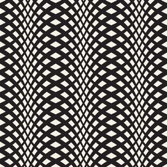 Wall Mural - Wavy crossed stripes seamless pattern 3D. Abstract fashion texture. Geometric monochrome modern template. Design for wallpaper, wrapping, fabric, background, apparel, prints etc. Vector illustration
