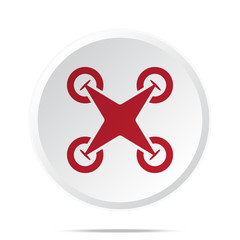 Wall Mural - red drone quadcopter icon on white web button