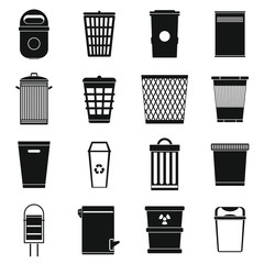 Poster - Trash can icons set, simple style 