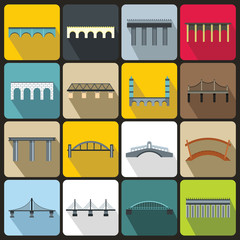 Poster - Bridge set icons, flat style