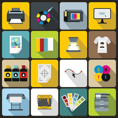 Poster - Printing icons set, flat style